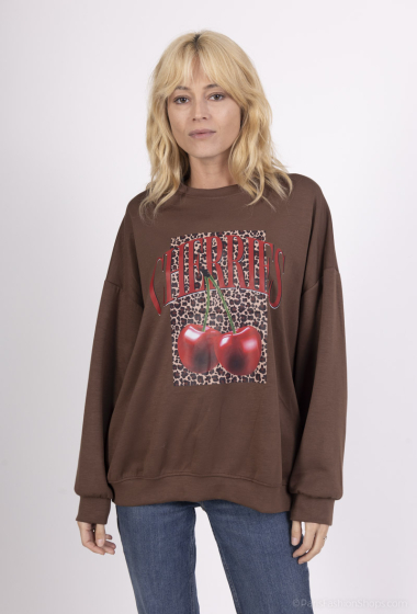 Grossiste JOYNA - PULL CERISE LEOPARD