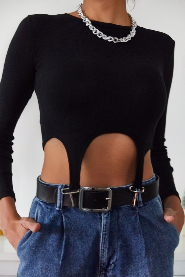 Grossiste JUNE BOUTIQUE - Crop top noir