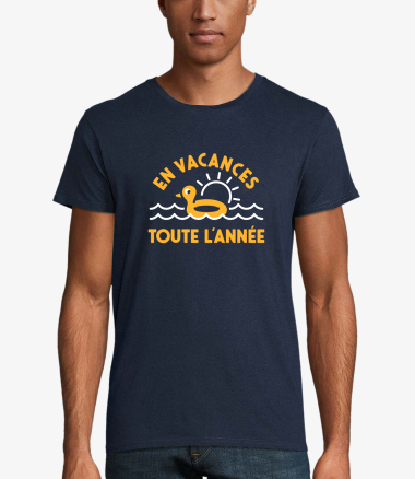 Grossiste Kapsul - T-shirt Homme - En vacances toute l'année - marine