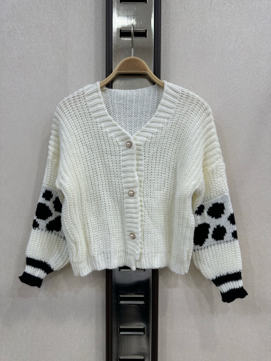 Wholesaler KIDS STAR - Knitted cardigan with patterned sleeves