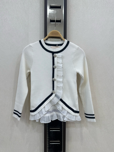 Grossiste KIDS STAR - Cardigan enfant avec boutons décoratifs et volants élégants