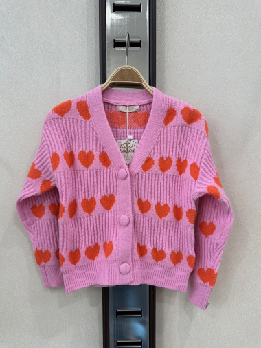 Großhändler KIDS STAR - Kinderstrickjacke mit Herzmuster