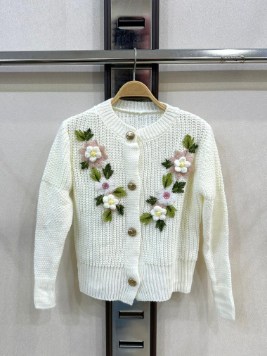 Grossiste KIDS STAR - Cardigan fleuri en tricot