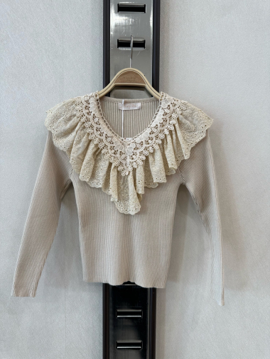 Wholesaler KIDS STAR - Children's sweater with ruffled lace collar