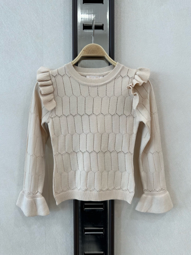 Wholesaler KIDS STAR - Children's sweater with decorative ruffles on the shoulder and cuffs