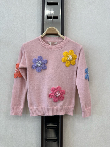 Wholesaler KIDS STAR - Children's sweater with embossed floral decorations