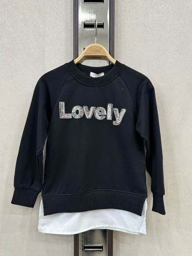 Mayorista KIDS STAR - Sudadera infantil con inscripción "Lovely" en lentejuelas