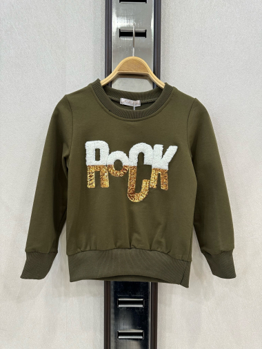 Großhändler KIDS STAR - Kinder-Sweatshirt mit „Rock“-Aufschrift aus Pailletten