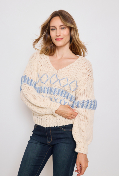 Großhändler KY CREATION - Pullover Grobmaschig mit Mustern