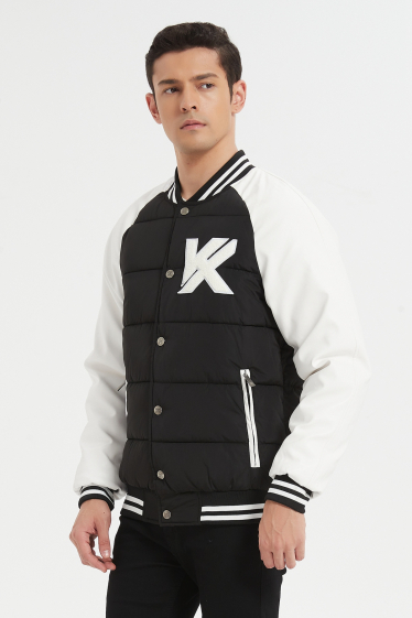 Wholesaler KYMAXX - Bomber down jacket with two-tone teddy collar