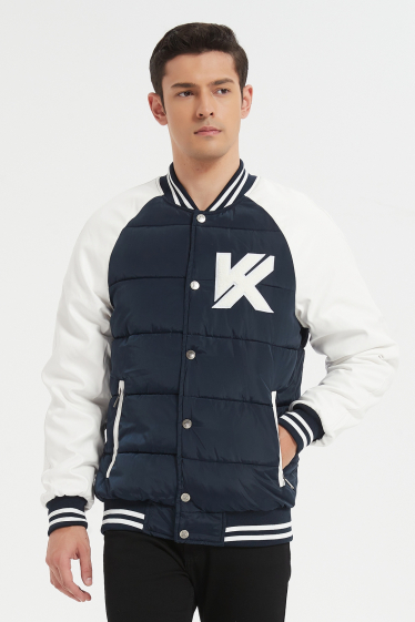 Grossiste KYMAXX - Bomber doudoune col teddy bicolore