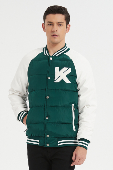 Wholesaler KYMAXX - Bomber down jacket with two-tone teddy collar