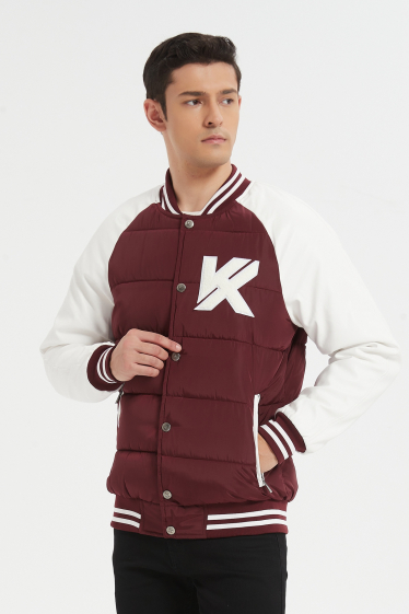 Grossiste KYMAXX - Bomber doudoune col teddy bicolore