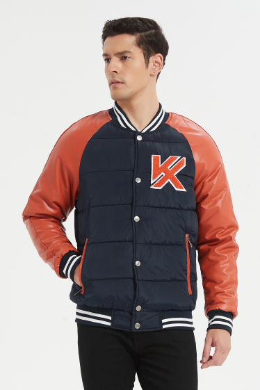 Wholesaler KYMAXX - Bomber down jacket with two-tone teddy collar