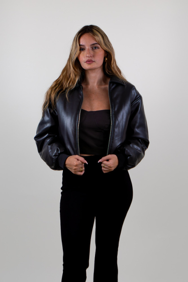 Wholesaler Kzell Paris - Faux Leather Bomber Jacket