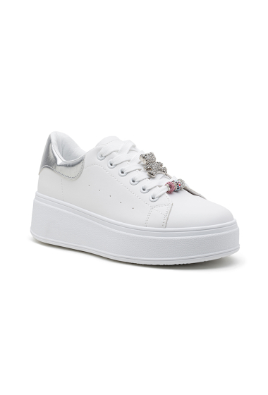 Wholesaler Lady Glory - White platform sneakers with bow detail