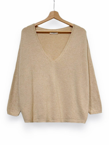 Wholesaler LAFÉE - HILONA LONG-SLEEVED V-NECK WOOL AND CASHMERE SWEATER