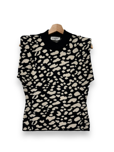 Wholesaler LAFÉE - TOP/TOP/SLEEVELESS SWEATER WITH LEOPARD SHOULDER PADS