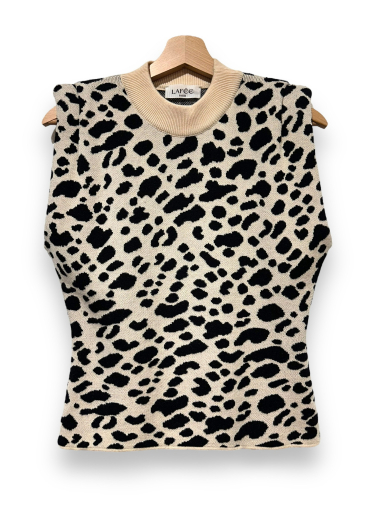 Mayorista LAFÉE - TOP/TOP/JERSEY SIN MANGAS CON HOMBRAS LEOPARDO