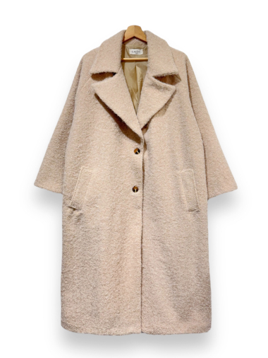 Wholesaler LAFÉE - ROSALEE LONG JACKET/COATS WITH POCKETS IN MOHAIR-EFFECT FABRIC