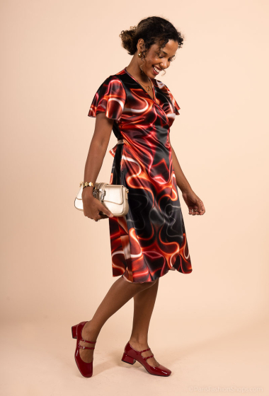 Wholesaler YOU UDRESS - Printed satin wrap dress