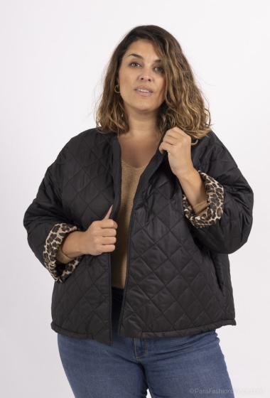 Wholesaler LAURA PARIS (MKL) - Quilted padded jacket with leopard print lining