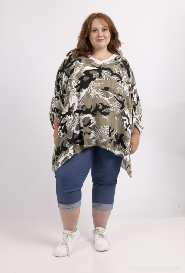 Grossiste LAURA PARIS (MKL) - Tunique poncho oversize imprimé camouflage