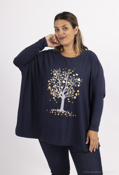 Wholesaler LAURA PARIS (MKL) - Soft round-neck oversized sweater/tunic