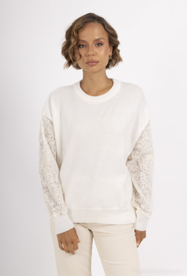 Grossiste Les Bonnes Copines - Pull col rond avec motif fleurs