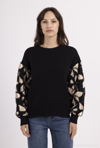 Grossiste Les Bonnes Copines - Pull manche motif fleuris