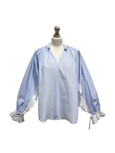 Wholesaler L'ESSENTIEL - Striped Long Sleeve V-Neck Blouse