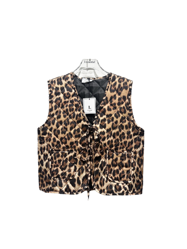 Wholesaler L'ESSENTIEL - Leopard Pattern Tie Open Sleeveless Vest