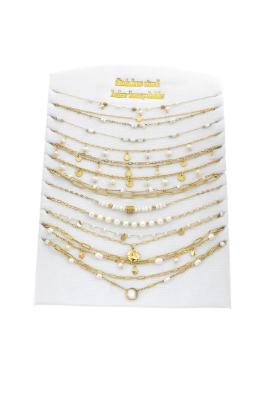 Grossiste LILY CONTI - Ensemble de colliers-Acier inoxydable-Perles