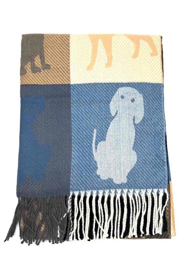 Wholesaler LINETA - Dog patterned wool scarf