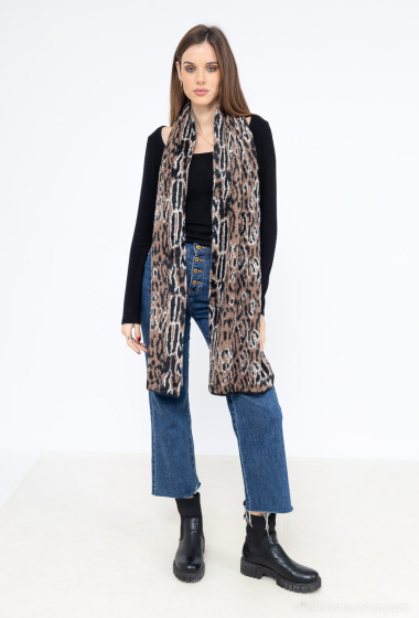 Wholesaler LINETA - Leopard scarf with fur