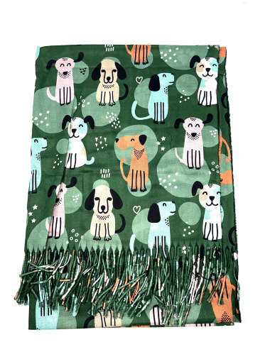 Wholesaler LINETA - HH-184 Dog pattern printed scarf