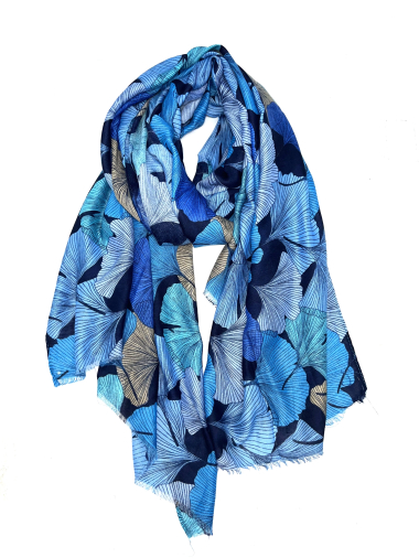 Wholesaler LINETA - HH-240 Gingko pattern printed scarf