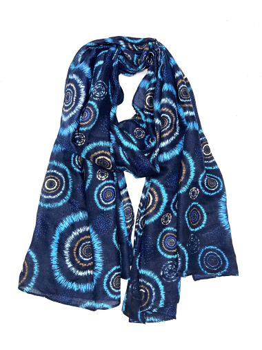 Wholesaler LINETA - HH-268 Round pattern printed scarf with gilding