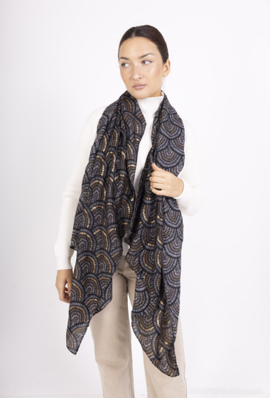 Wholesaler LINETA - XT-26 Geometric pattern scarf with gilding