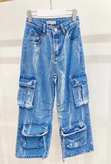 Großhändler LOEVIA - Cargo-Jeans für kleine Mädchen