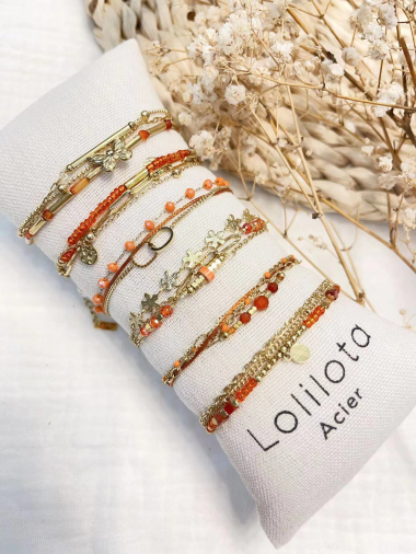 Mayorista Lolilota - cojín de 6 pulseras de acero inoxidable