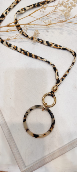 Wholesaler Lolo & Yaya - Keira 70cm leopard long necklace in stainless steel