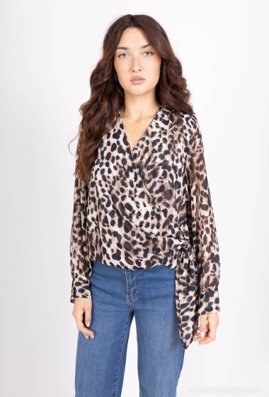 Wholesaler Loriane - Printed wrap blouse to tie