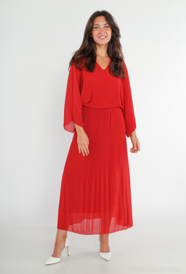 Wholesaler Loriane - PLAIN PLEATED LONG DRESS