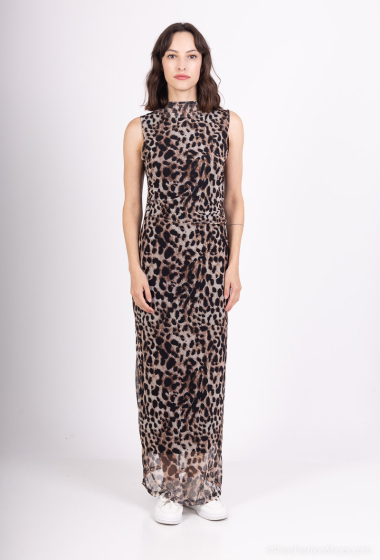 Wholesaler Loriane - Long sleeveless leopard print dress