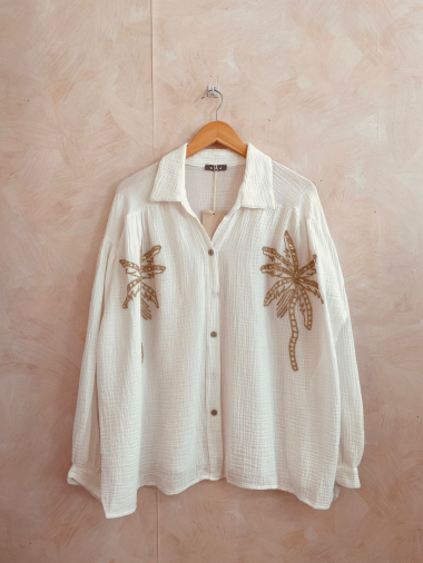 Wholesaler LUMINE - Cotton gas shirt with palm tree embroidery