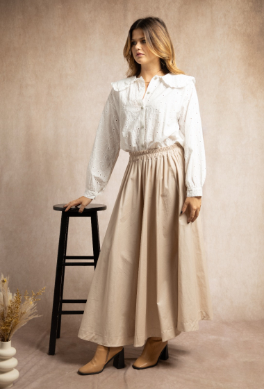 Wholesaler LUMINE - Very wide cotton poplin skirt with elastic