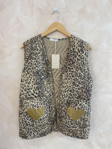 Mayorista LUMINE - Chaqueta sin mangas con estampado de leopardo y corazón en los bolsillos