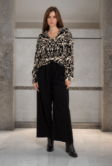 Wholesaler Lusa Mode - Long-sleeved shirt and pants set with original gold print