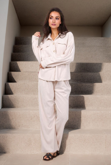 Wholesaler Lusa Mode - Corduroy shirt and pants set